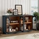 preview thumbnail 21 of 51, Buffet Cabinet with Glass Doors, Arched Cabinet with Adjustable Shelves, Kitchen Storage Cabinet with Rebound Device