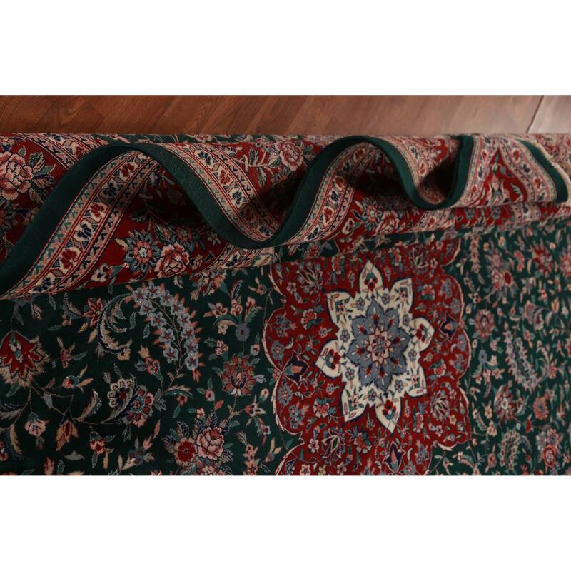 Vegetable Dye Green Aubusson Chinese Rug Hand-Knotted Wool Carpet - 8'7"x 11'8"