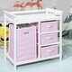 preview thumbnail 8 of 8, Costway Pink Infant Baby Changing Table w/3 Basket Hamper Diaper