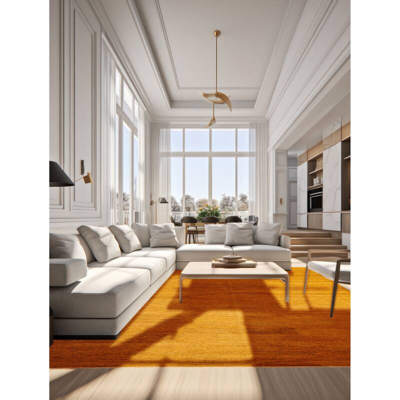 ECARPETGALLERY Hand-knotted Pak Finest Gabbeh Dark Gold Wool Rug - 9'0 x 12'1