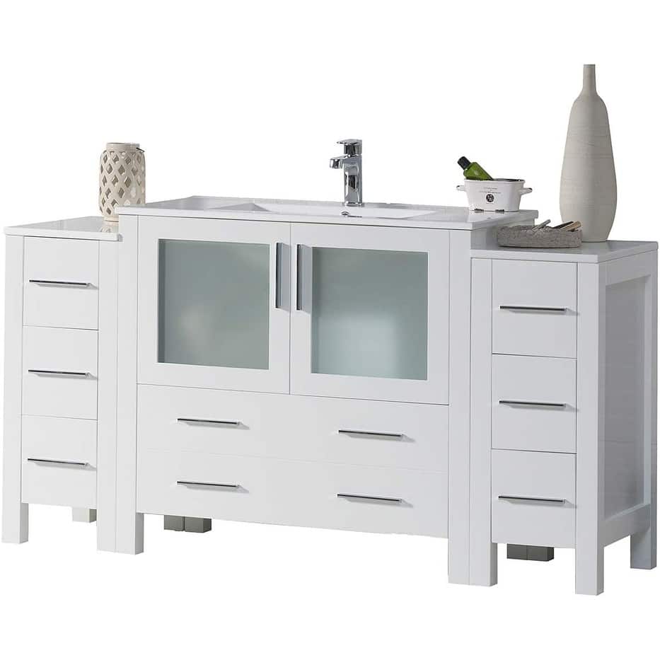 Blossom Sydney 60 Inch Solid Wood Double Sink Vanity with Side Cabinet