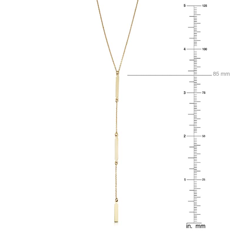 14k Yellow Gold Bar Station Adjustable Length Drop Y Necklace (adjusts to 17 or 18 inches)