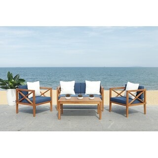 Shop Safavieh Outdoor Living Cushioned Brown Acacia Wood 4 ... Shop Safavieh Outdoor Living Cushioned Brown Acacia Wood 4 ... on Safavieh Outdoor Living Montez 4 Piece Set id=86583