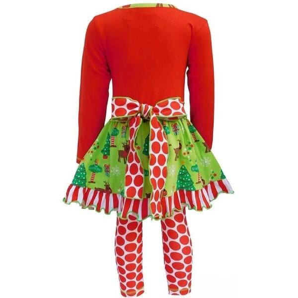 Shop Annloren Little Girls Red Green Polka Dot Dress Leggings Christmas Outfit Overstock 23087560