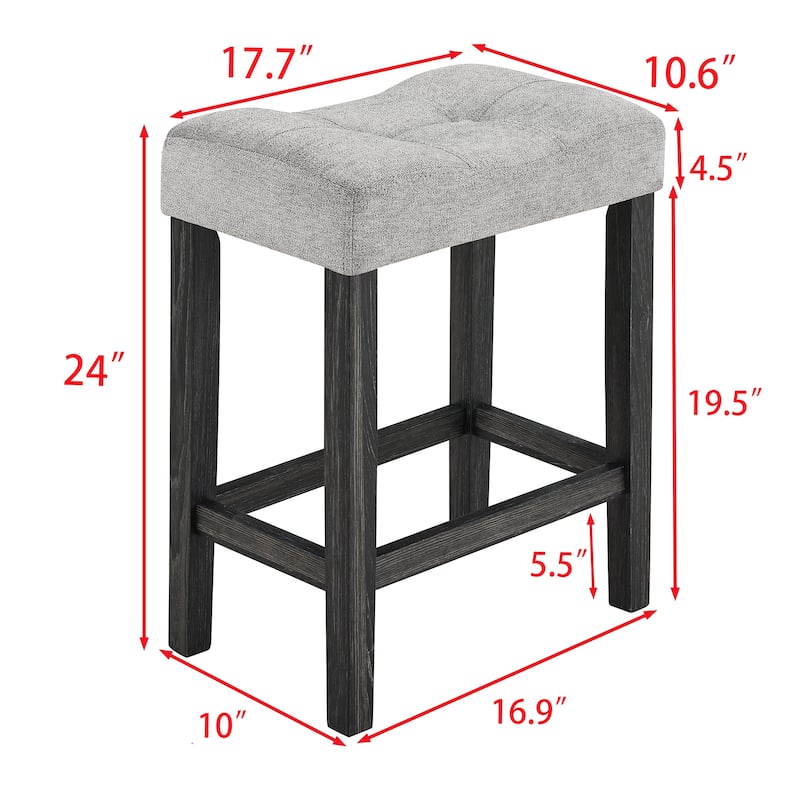 Roomfitters 5-Piece Dining Table Set with Upholstered Stools, Industrial Bar Table for Dining or Breakfast Nook