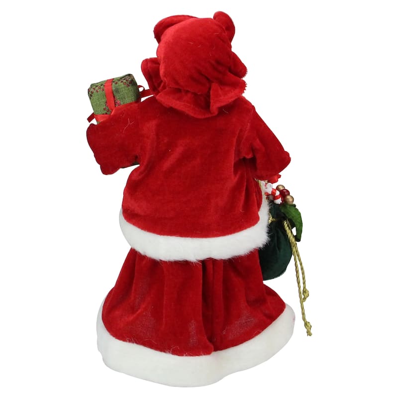 12" Mrs Claus with Present and Gift Bag Christmas Figure.
