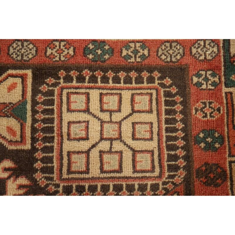 Ardebil Persian Vintage Runner Rug Hand-Knotted Wool Carpet - 3'7"x 10'7"