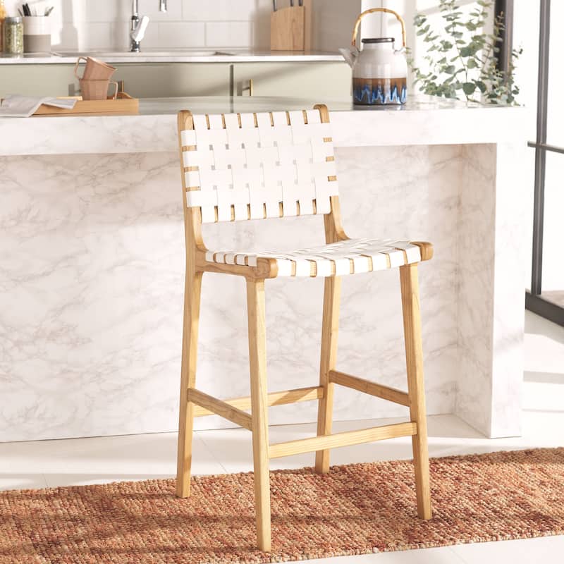 SAFAVIEH Home Adah 27-inch Leather Counter Stool - 20"Wx20"Dx41"H