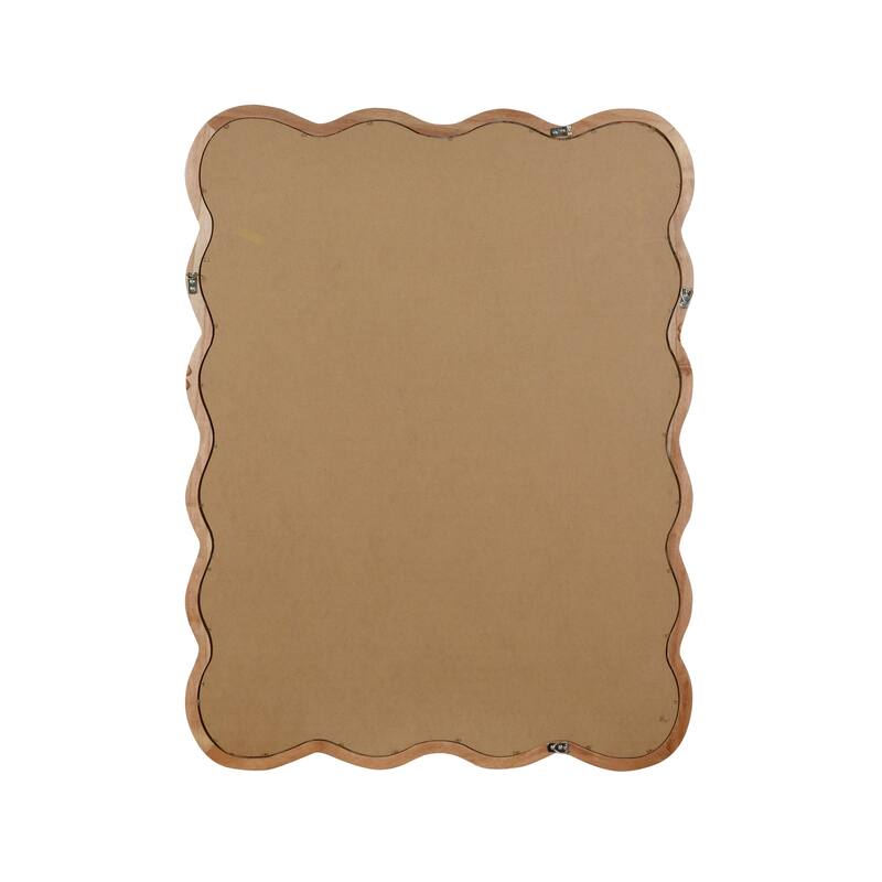 Wavy Rectangle Solid Wood Frame Decorative Mirror - Natural
