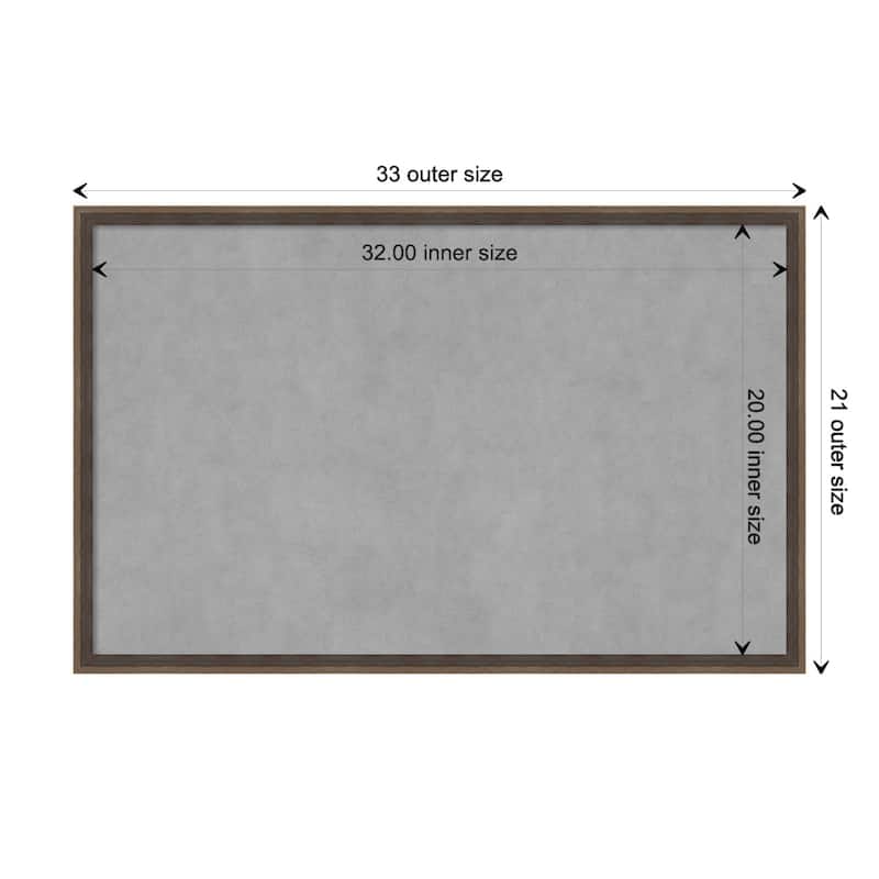 Amanti Art Hardwood Wedge Mocha Framed Magnetic Board - Board Size 32x20