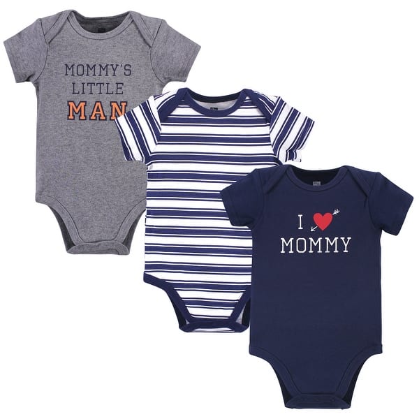slide 1 of 1, Hudson Baby Infant Boy Cotton Bodysuits 3pk, Boy Mommy 0-3 Months - Boy Mommy