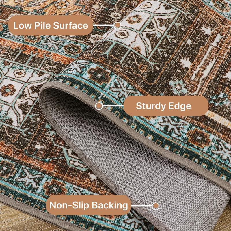 Mcow Low Pile Machine Washable Non-Slip Area Rug