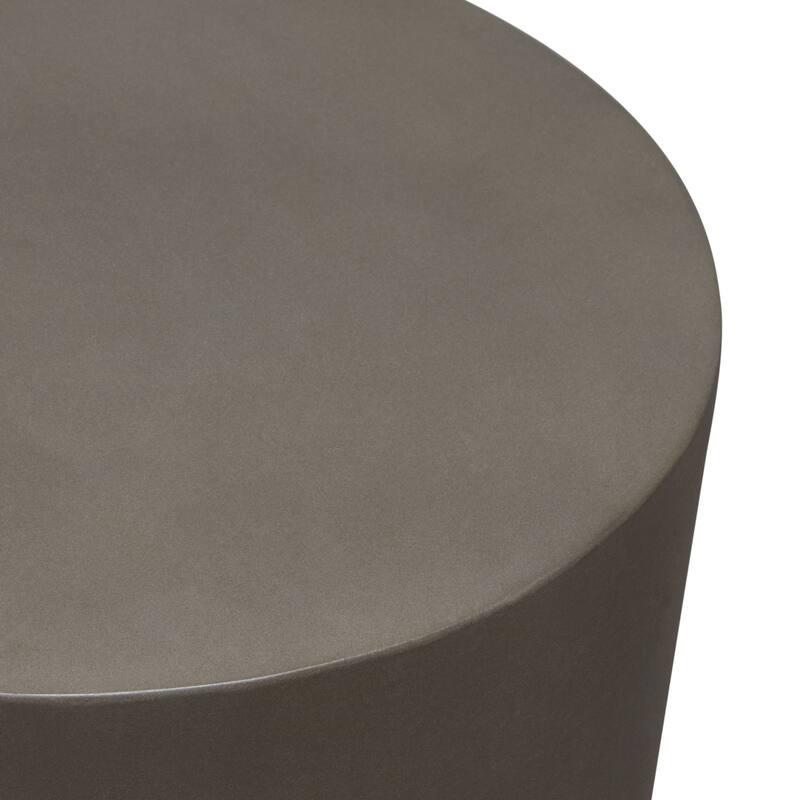 Viko Side End Table, 20 Inch Natural Cement Gray Round Pedestal