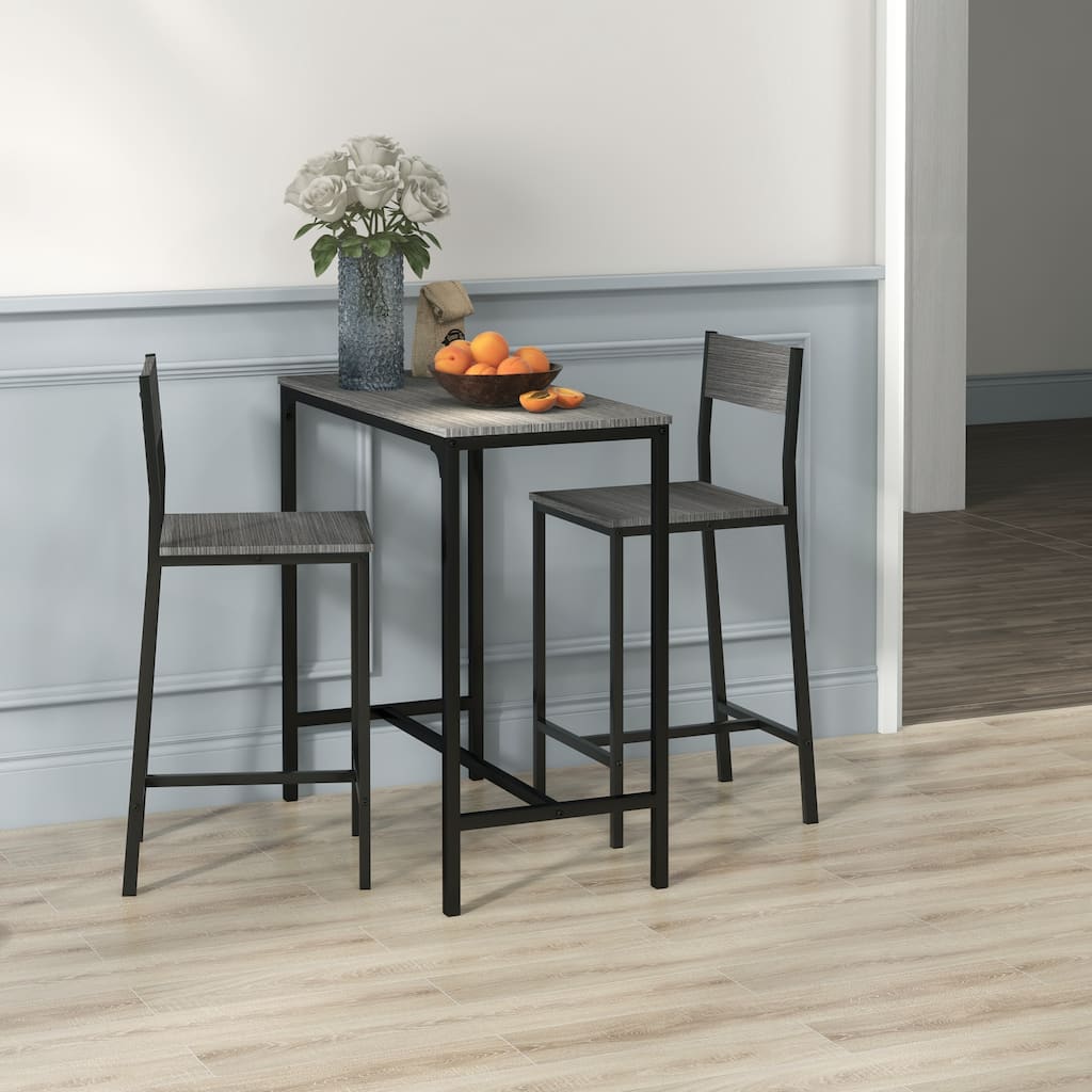 3 Piece Industrial Bar Table and Chairs for 2