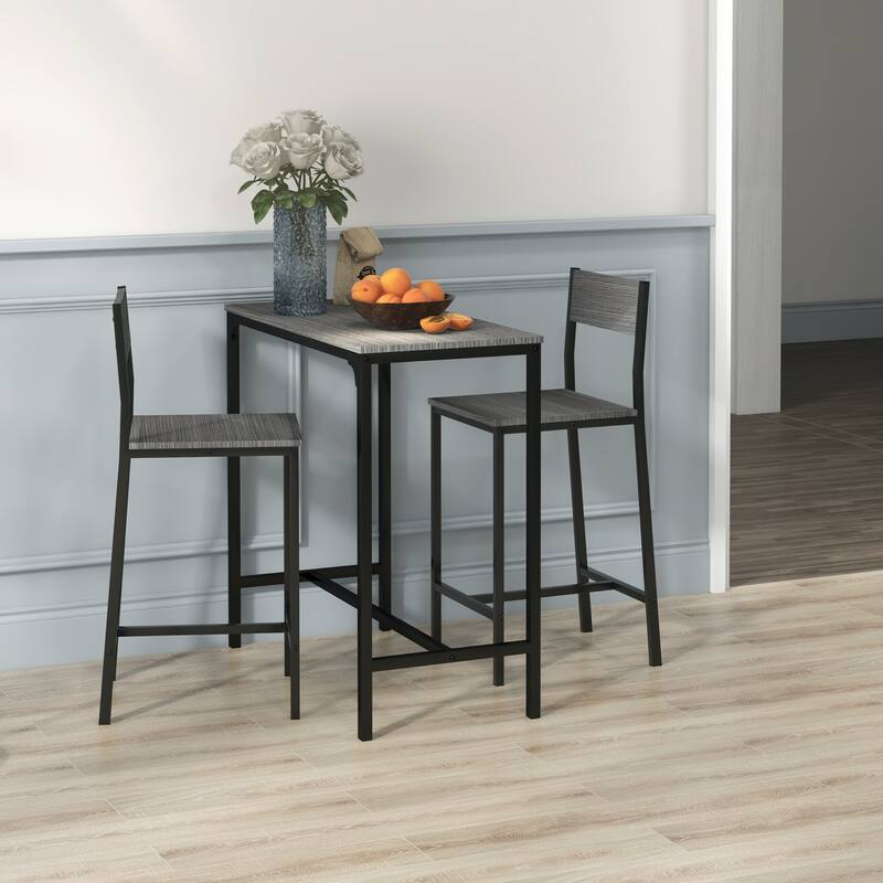 Modern 3-Piece Counter Height Bar Table and Chairs Set - Breakfast Nook Dining Set for Small Spaces and Kitchen