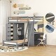 preview thumbnail 1 of 30, Twin Over Twin Bunk Bed with Desk, Drawers, LED Light, USB Ports and Storage Shelves Grey - Twin