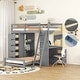 preview thumbnail 10 of 16, Twin Over Twin Solid Pine Bunk Bed with Drawers, Shelves, Desk with LED & USB Ports Grey