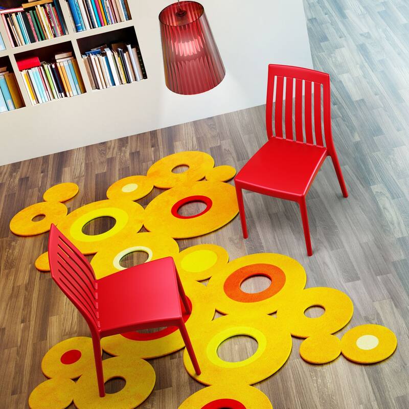 35" Red High Back Stackable Outdoor Patio Dining Chair