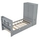 preview thumbnail 12 of 22, Twin Size Platform Bed with Twin Size Trundle and Footboard, Kids Bed Frame with Pull-Out Shelves and Storage Headboard, Grey