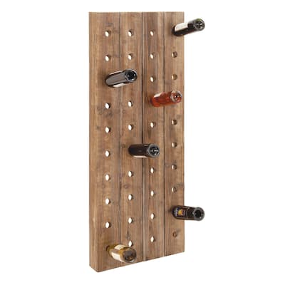 Wood Wall Wine Rack - Brown - Roche River Decor