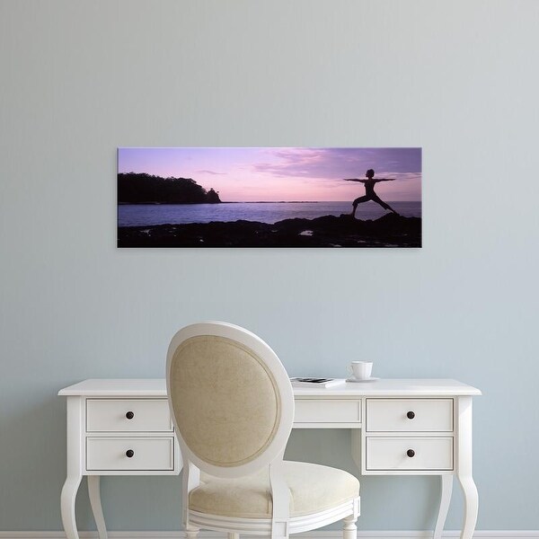 Easy Art Prints Panoramic Images's 'Woman exercising on the coast, La Punta, Papagayo Peninsula, Costa Rica' Canvas Art