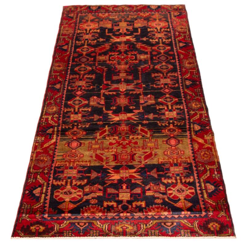 ECARPETGALLERY Hand-knotted Andelz Dark Navy Wool Rug - 3' 9" x 9' 9"