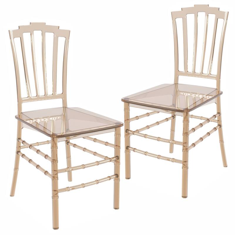 Synth Acrylic Dining Chair Modern Windsor Back Design Synth Collection Set of 2 - Amber