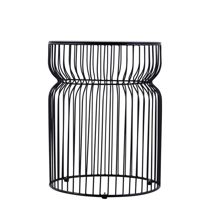 Modern Contemporary Metal Nested base and Tinted tempered glass top material End Table