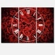 preview thumbnail 2 of 4, Designart 'Winter Red Rose' Cottage 3 Panels Large Wall CLock - 36 in. wide x 28 in. high - 3 panels