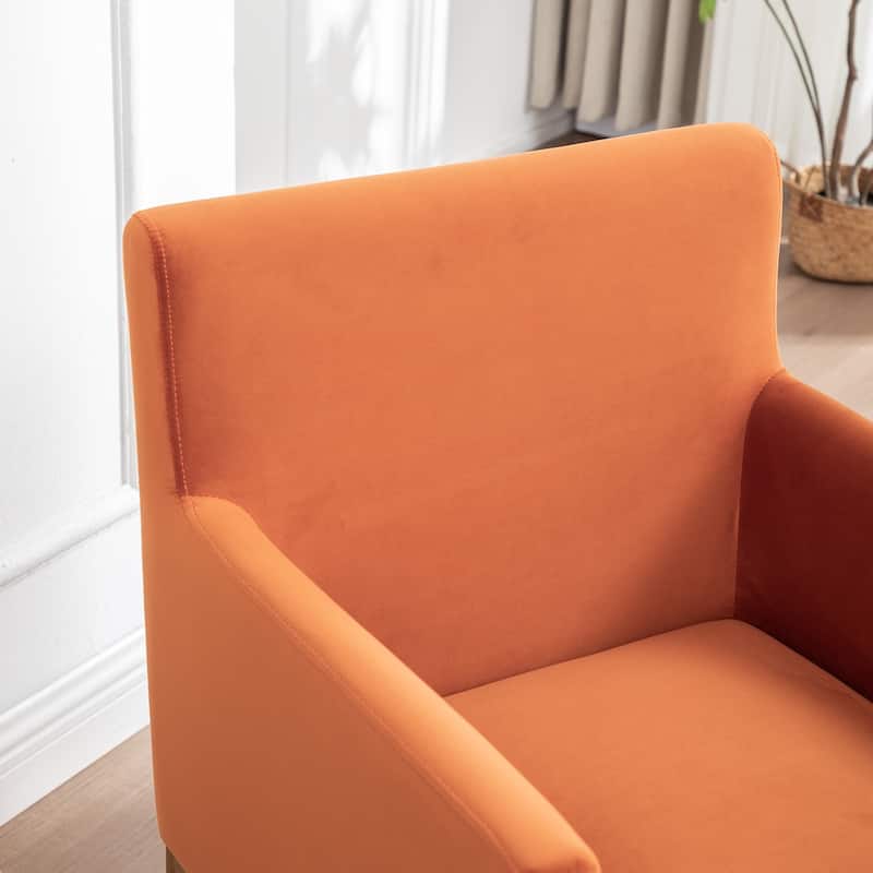 SEYNAR Modern Velvet Accent Arm Dining Chair Set of 2 with Metal Legs