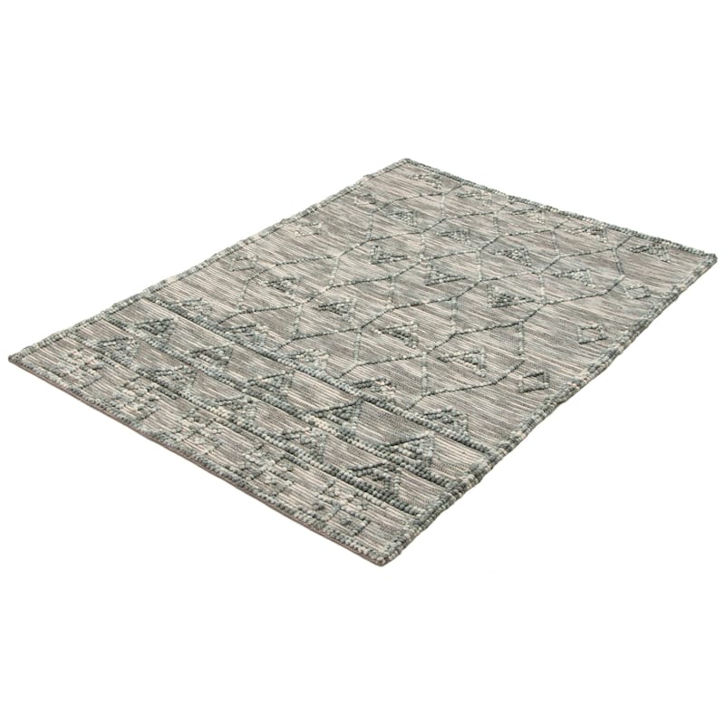 ECARPETGALLERY Braid weave Sienna Teal Wool Rug - 5'2 x 7'5