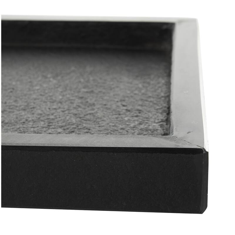 Marble Minimalistic Textured Square Living Room Decor Tray - Set of 2 Black - Roche River Decor