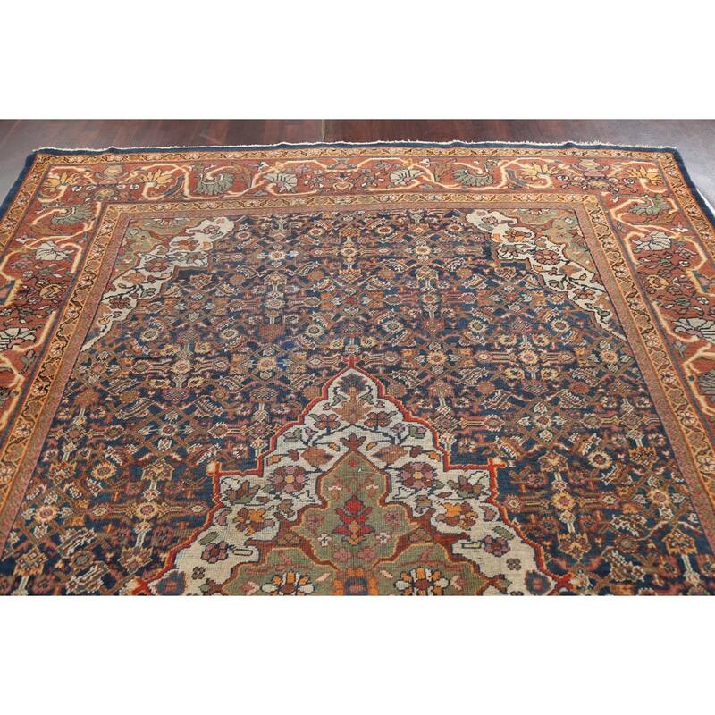Pre-1900 Vegetable Dye Mahal Persian Area Rug Hand-knotted Wool Carpet - 8'10" x 11'8"