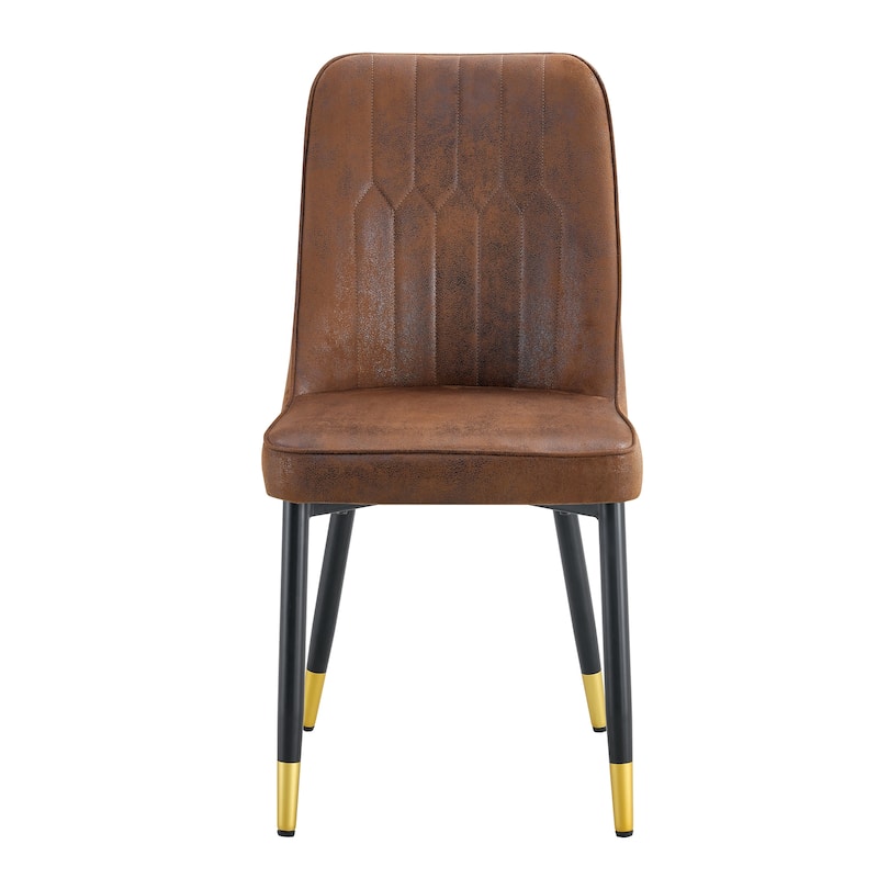 Roomfitters Suede Velvet Dining Chairs with Black Metal Legs, Upholstered Set of 8 for Dining Room or Living Space, Brown+Black