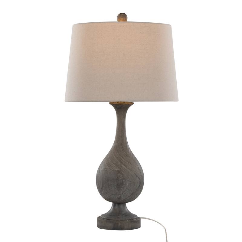 The Gray Barn Cecilly 29" Polyresin Table Lamp (Set of 2) - Brown Faux Wood Poly/Natural Linen