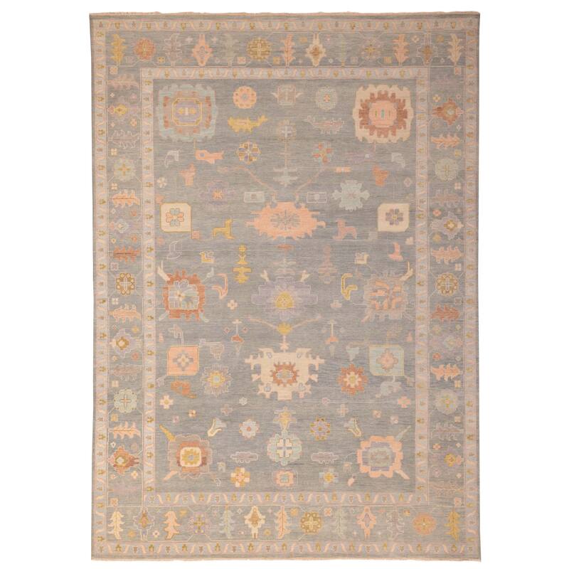 ECARPETGALLERY Hand-knotted Modern Oushak Sage Wool Rug - 9'11 x 13'9
