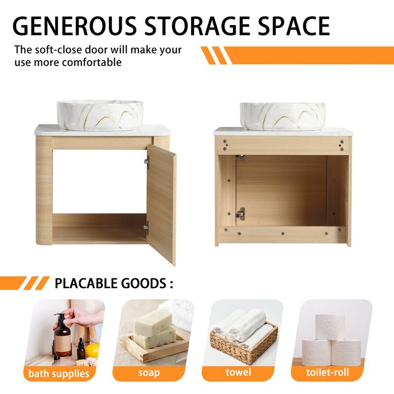 Bathroom Vanity With Sink In 24/30 Inch, Floating Bathroom Vanity With Soft Close Door