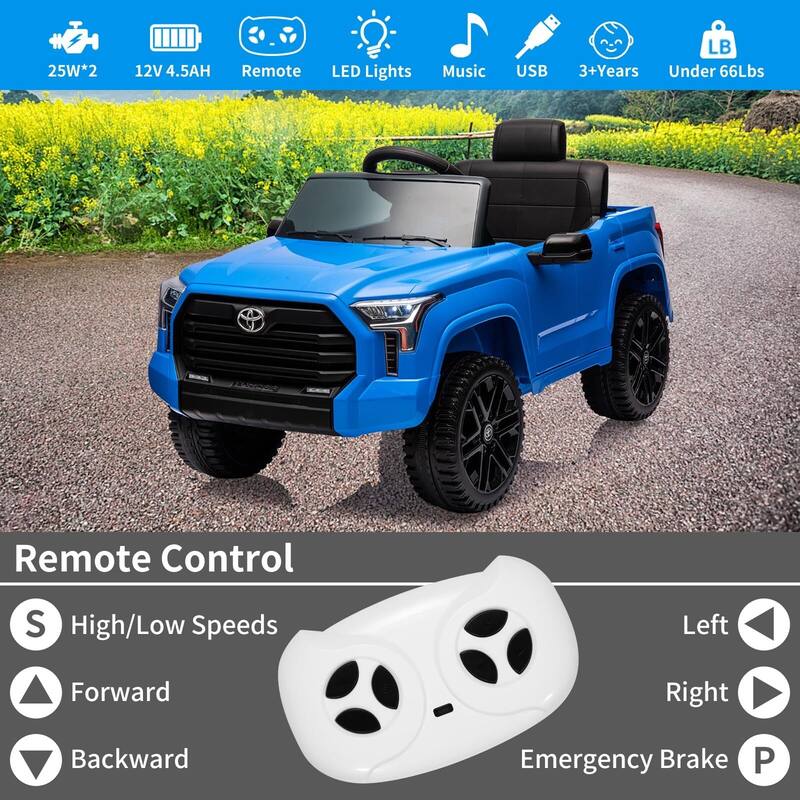 12V Licensed Toyota Ride on Car with Remote Control