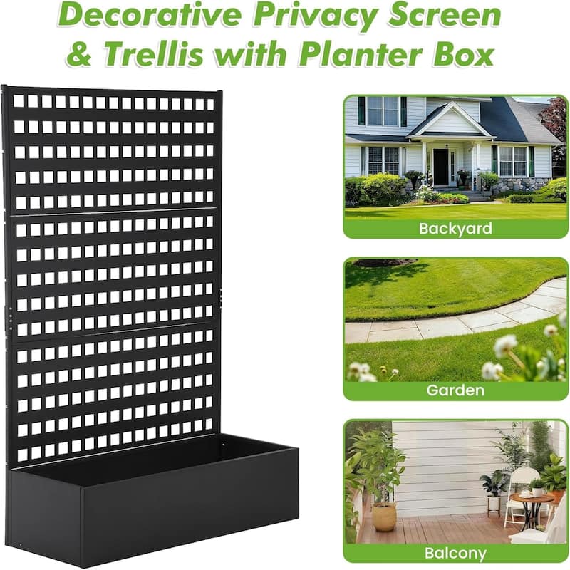 47x18x72inch Raised Garden Bed with Trellis with Drainage and Climbing Support