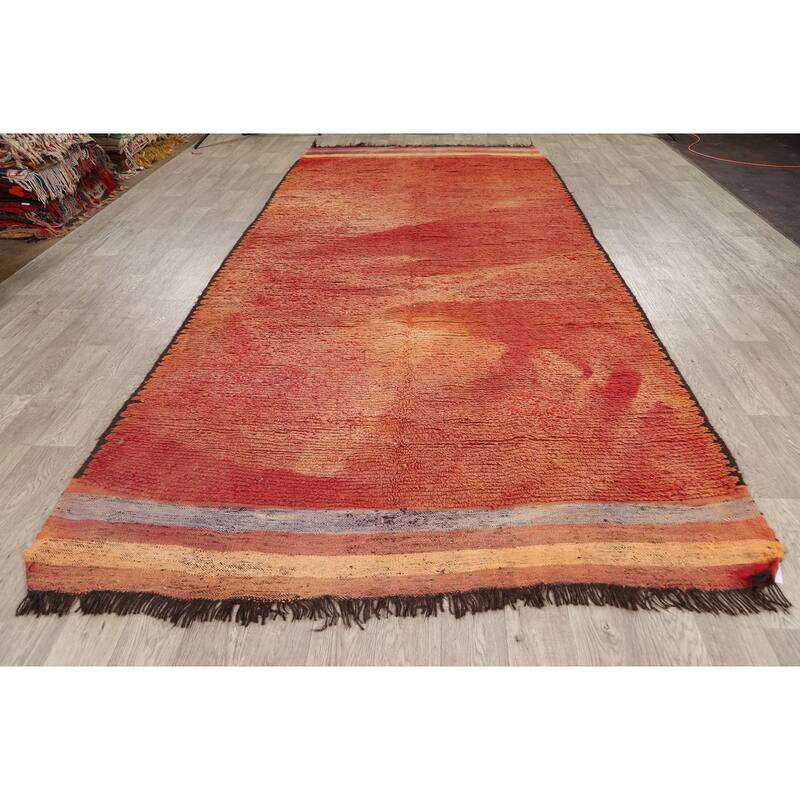 Antique Tribal Moroccan Oriental Area Rug Wool Handmade Carpet - 6'4" x 13'6"