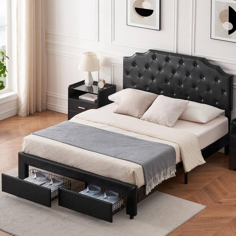 Upholstered Leather Bed Frame