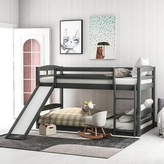 Twin over Twin Low Bunk Bed with Slide and Ladder - Bed Bath & Beyond ...