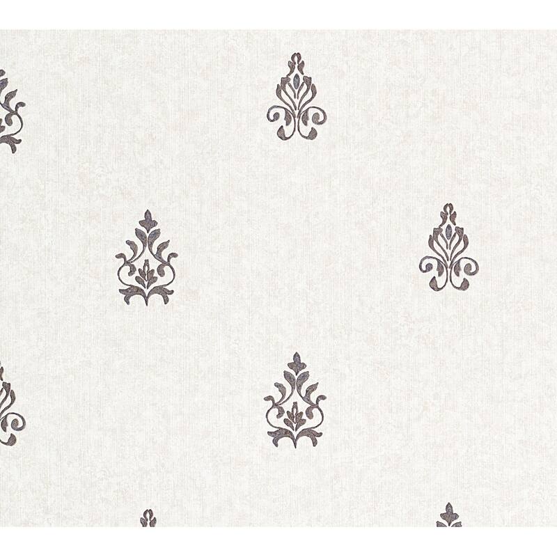 Galerie Wallcoverings Neapolis 3 Floral Medallion Design Vinyl on Paper Embossed Wallpaper Roll - 33 feet x 21 inches - Silver/Cream