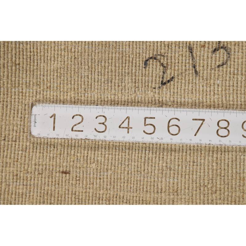 Modern Gabbeh Oriental Foyer Rug Hand-Knotted Beige Wool Carpet - 3'0"x 5'0"