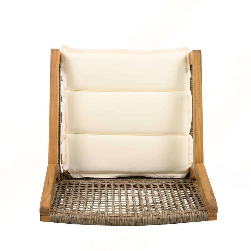 Outdoor Dining Chairs with Cream Cushion Set of 2