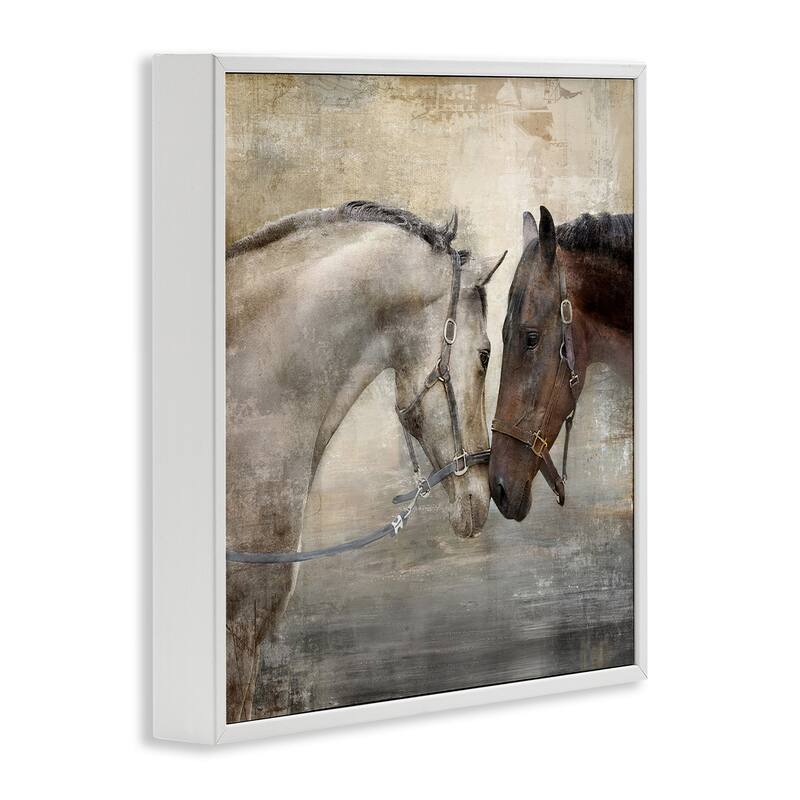 Stupell Horse Couple Textured Farm Animal Photograph,12x12,, 12x12, Framed Wall Art