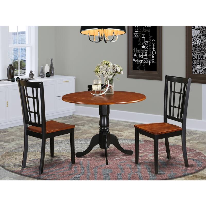 Elegant Dining Table Set for 2 - Kitchen Table with Chairs, Asian Hardwood, Drop Leaf Design, Space Saving