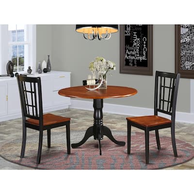 Elegant Dining Table Set for 2 - Kitchen Table with Chairs, Asian Hardwood, Drop Leaf Design, Space Saving
