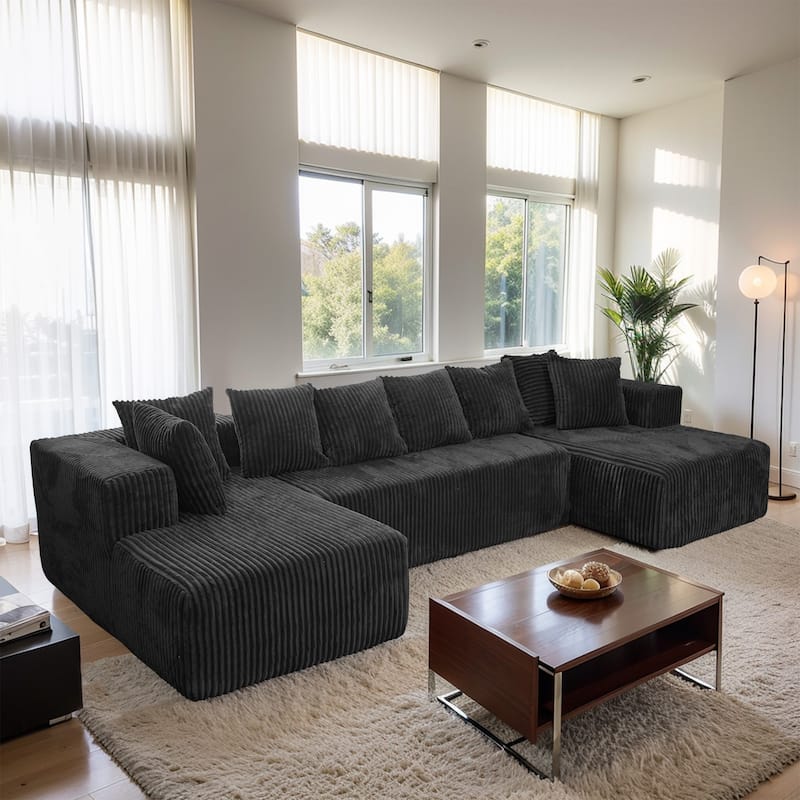 GDFStudio - American Design Modular 130" U-Shaped Sectional Sofa, Chaise Lounge with Reversible Layout