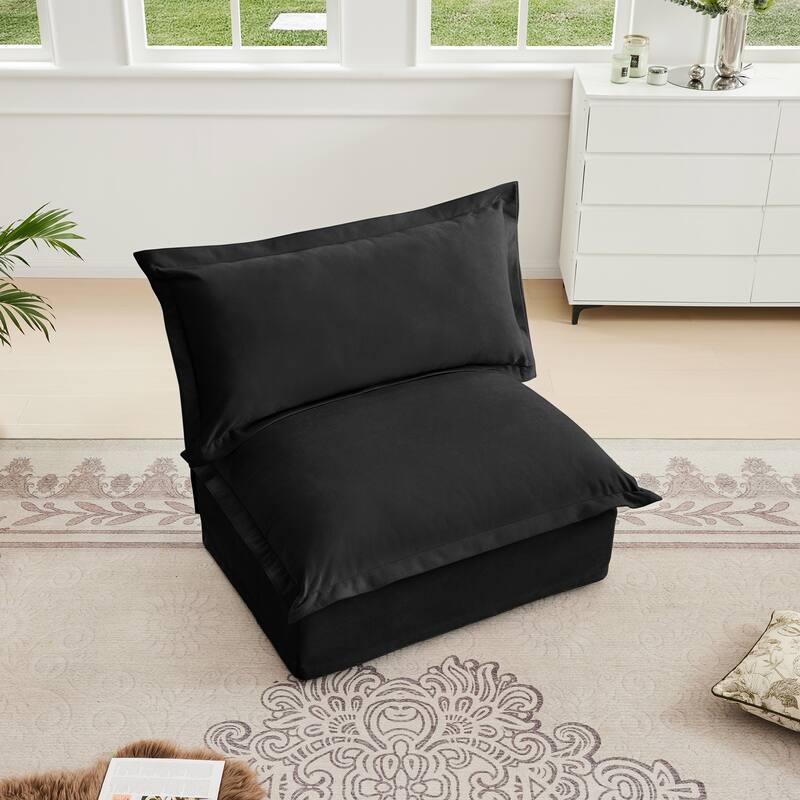 Armless Sofa - Black, Chenille Material